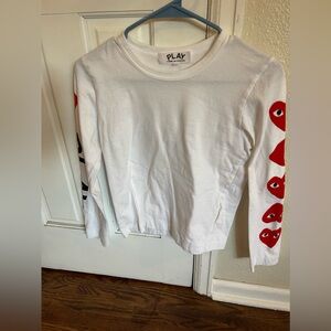 Comme des Garçons play  white & Red heart long sleeve shirts